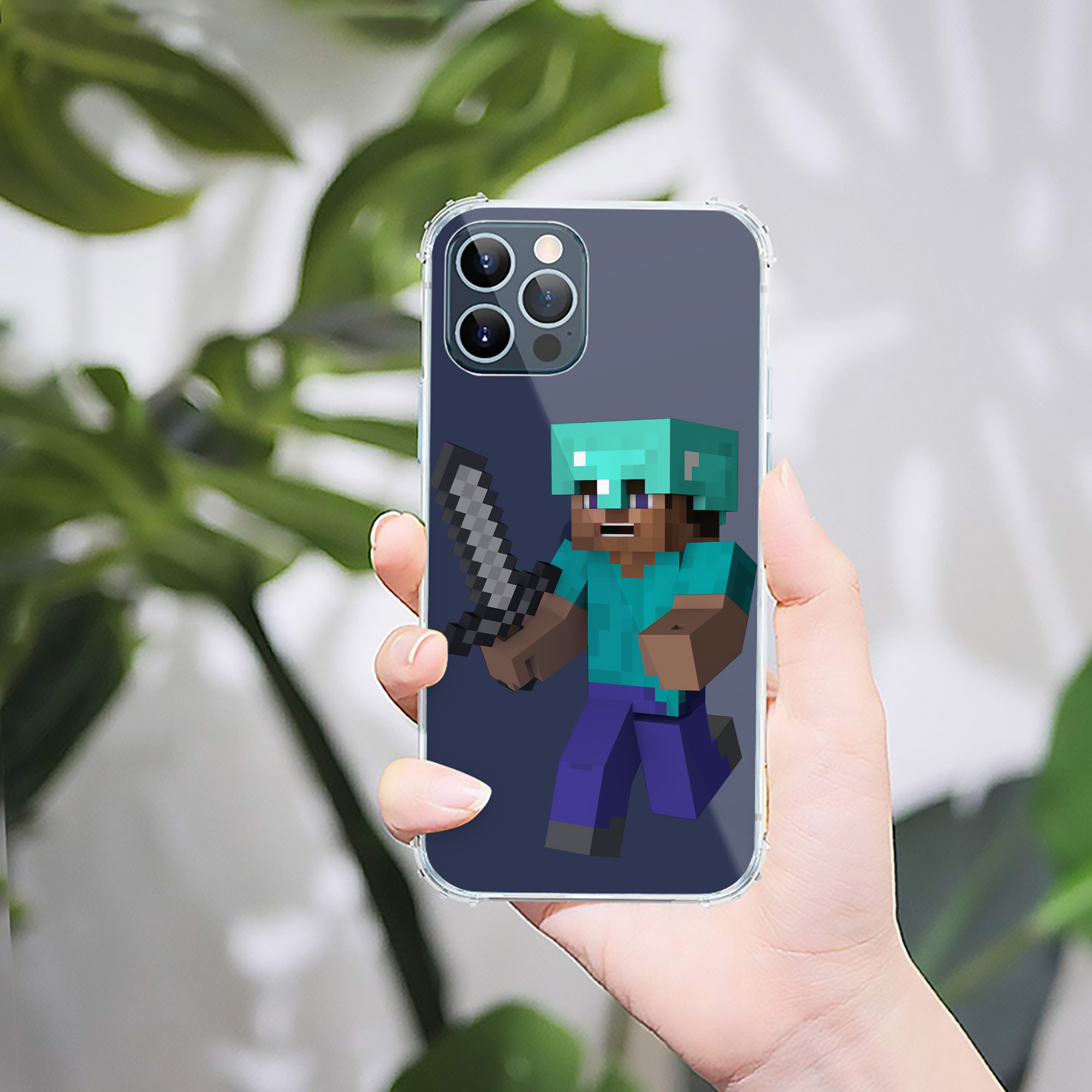 （画像用） マインクラフト ブロックの世界 Minecraft MC Block world 【iPhone 12シリーズ対応】透明スマホケース（クリアソフトケース）